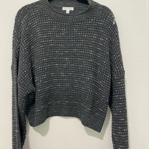 Abound Dark Gray Crew Neck Crop Sweater SZ L